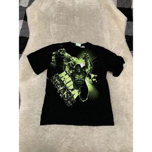 VTG Incredible Hulk 2008 Black Short‎ Sleeve T Shirt Size XL 14/16 Green Y2K